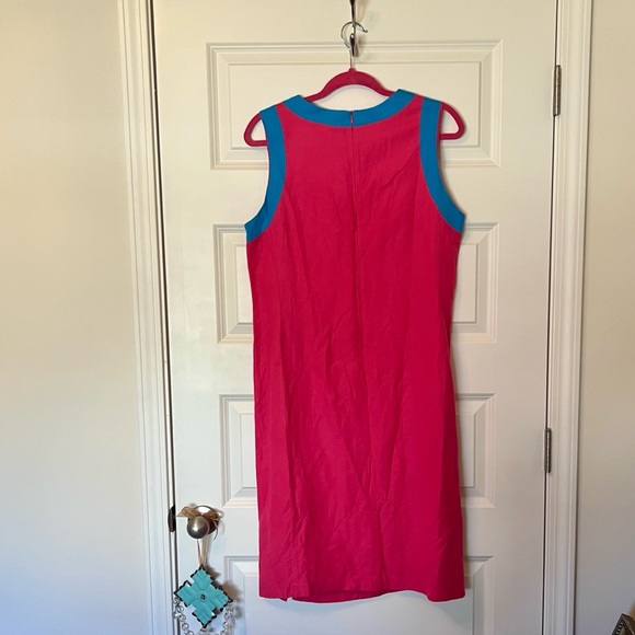 Harve Benard Hot Pink Sheath Dress with Turquoise Trim - Picture 4 of 5